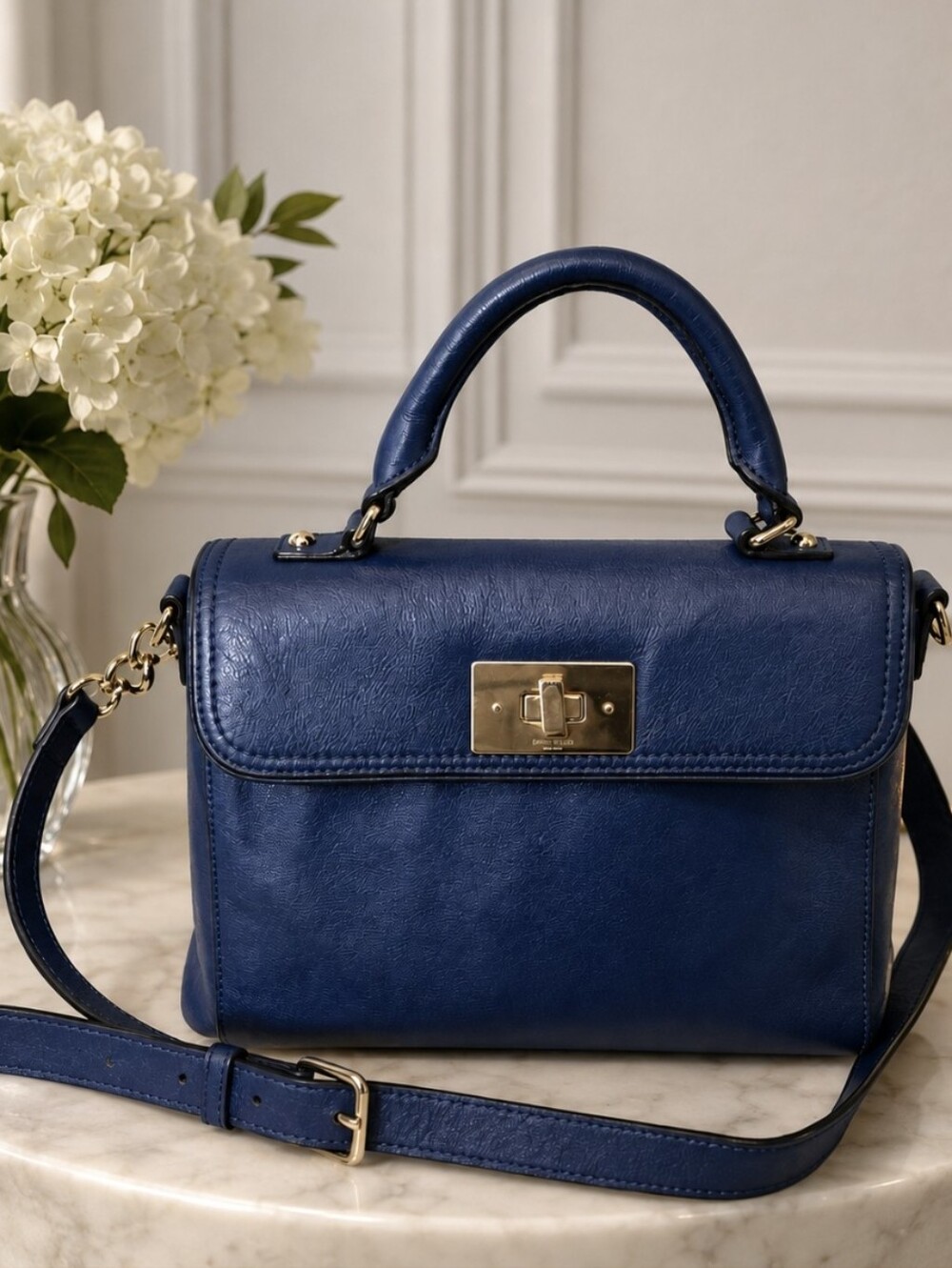 kate spade Navy Blue Top-Handle Satchel with Gold Hardware